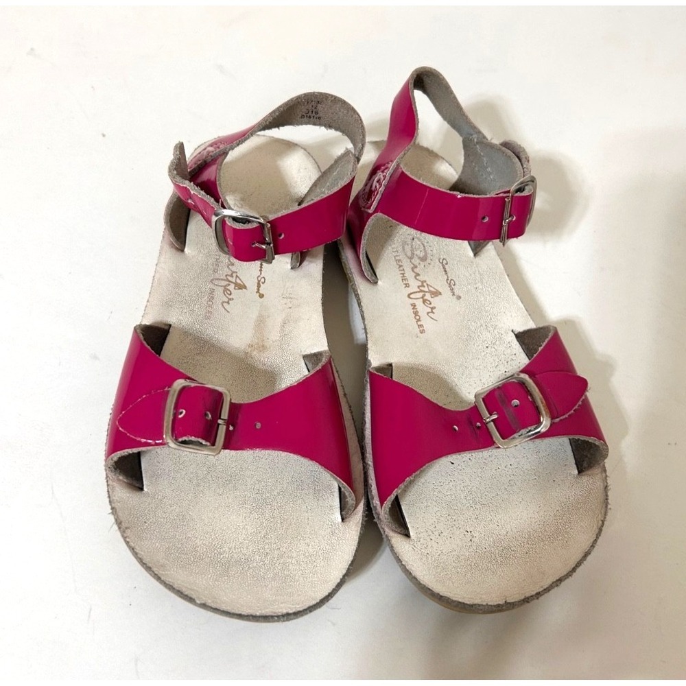 Sun-San Saltwater Surfer Girls Sandals Shoes Pink Leather Size 12